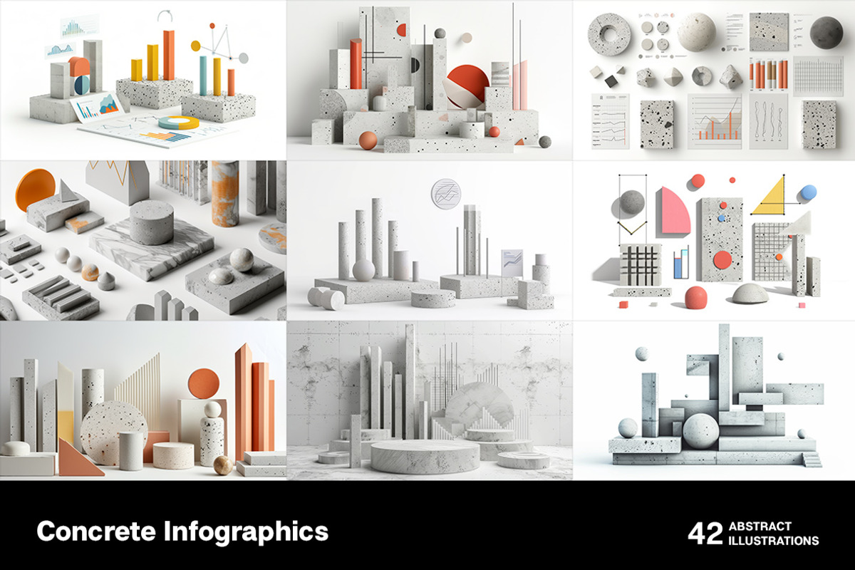Concrete infographics, a Finance Illustration by Handmadefont (Photo 2 of 11)