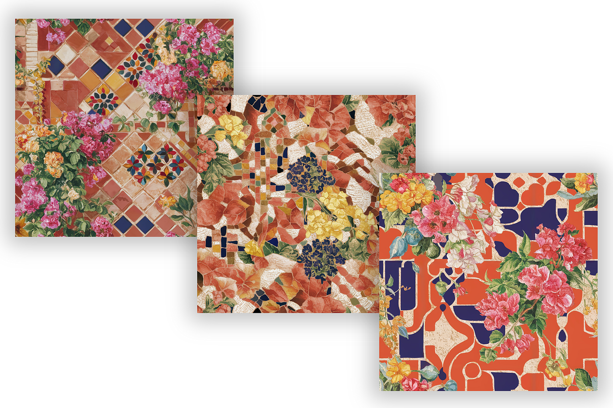 Mosaic Mediterranean Blossoms, a Pattern Graphic by FloridPrintables (Photo 2 of 7)