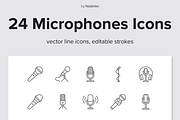 Microphones Line Icons, an Outline Icon by Nadiinko (Thumbnail 1 of 2)