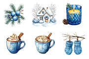 Cozy Blue Christmas Winter Clipart, an Illustration by SinaCreation (Thumbnail 2 of 7)