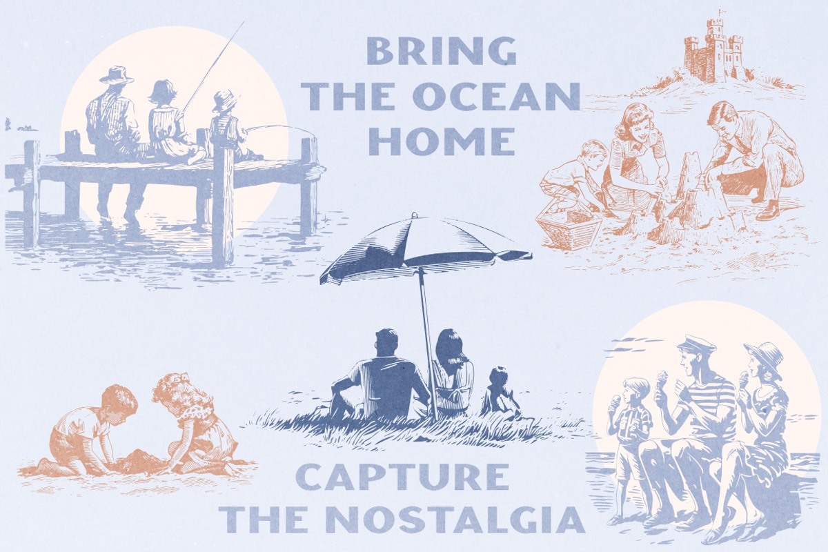 Vintage Coastal Travel Illustrations, an Object Illustration by Nocturnal Wolf (Photo 4 of 27)