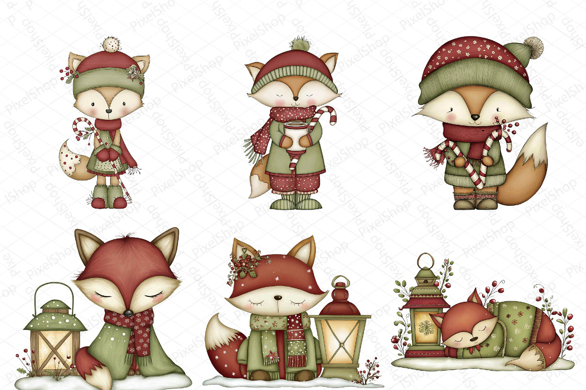 Whimsical Christmas Animals Clipart, an Illustration by DreamPrint404 (Photo 2 of 6)
