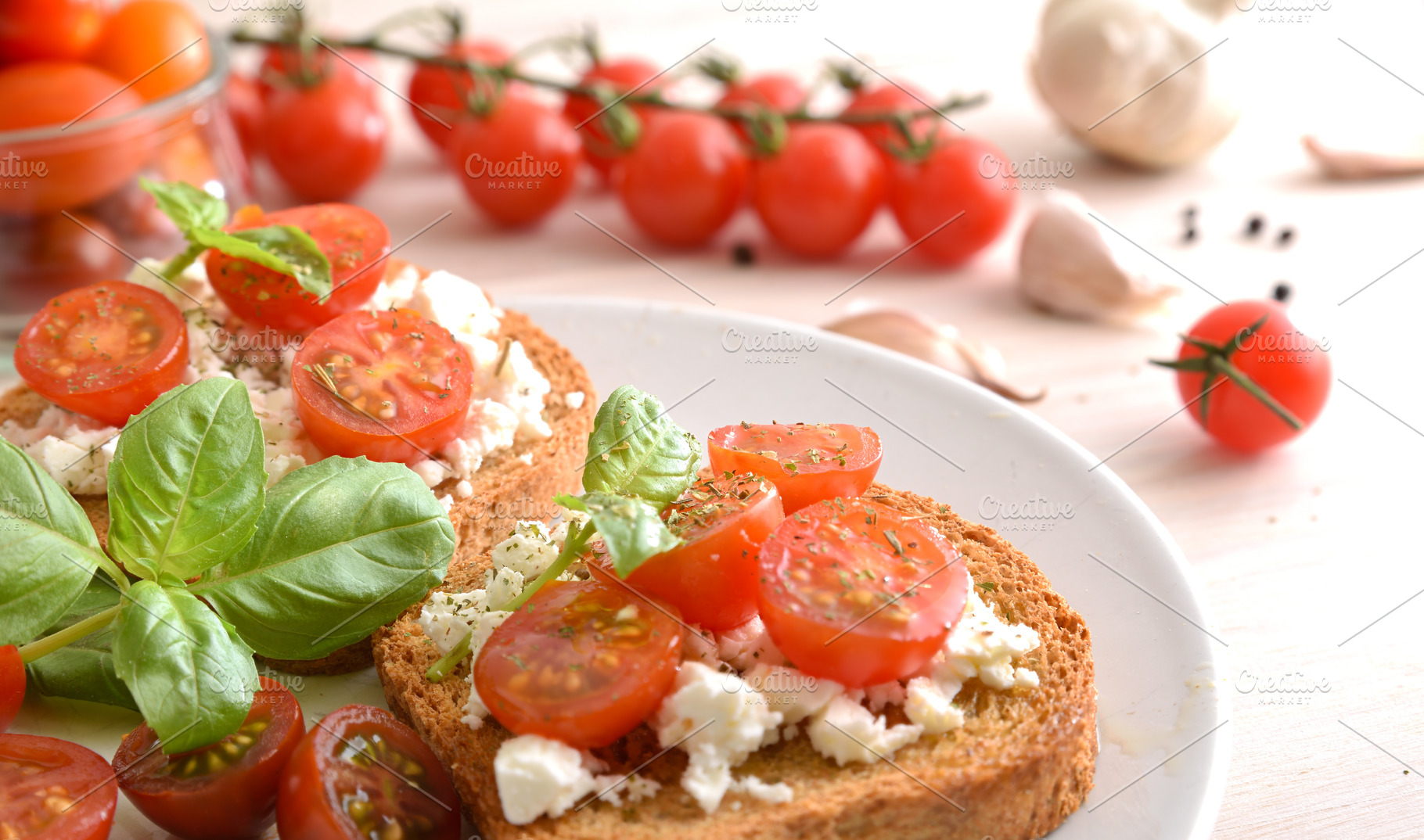 Feta Toast with Tomatoes and Fresh Basil, a Food & Drink Photo by Davizro's Market