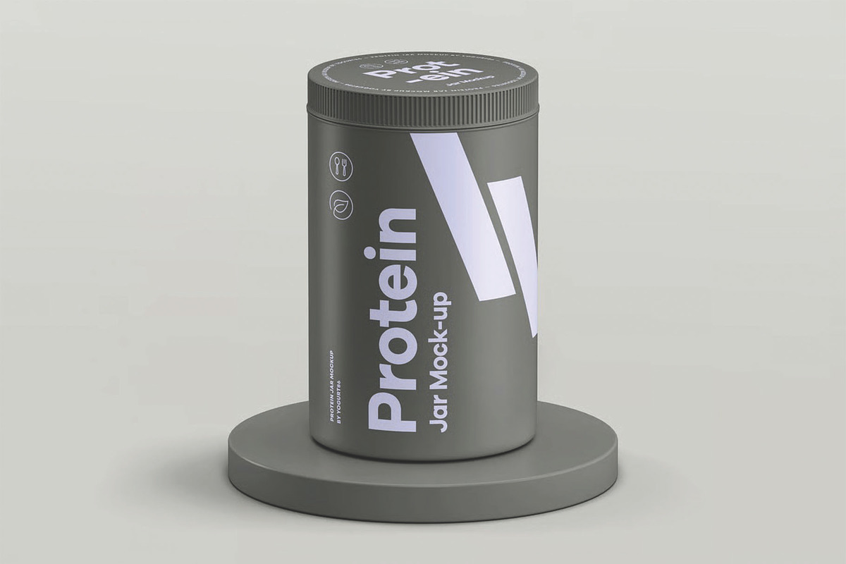 Protein Tall Jar Mockup, a Packaging Mockup by DesignRushMarket (Photo 4 of 12)