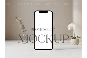 Neutral iPhone Desk Mockup, a Product Mockup by MockupWizard