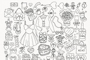 Coquette Valentine Outline Clipart, a Seasonal Illustration by TitaLivingArt (Thumbnail 3 of 9)