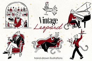 Vintage Leopard Clipart, an Animal Illustration by Teresa Art Store