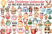 Cute Christmas Watercolor Clipart, an Illustration by Sublimation Artist (Thumbnail 1 of 6)