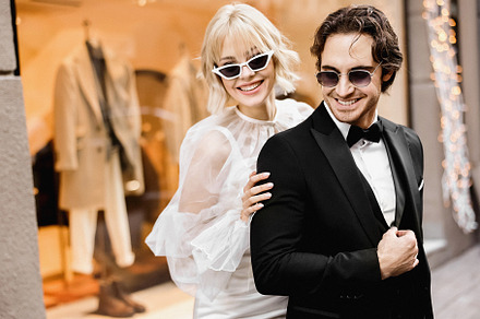 Portrait of fashion marriage couple