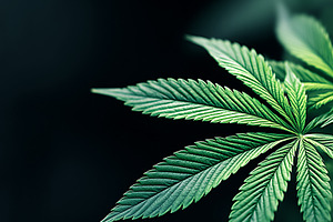 Green cannabis leaf on a dark, blur, a Nature Photo by MistyDay