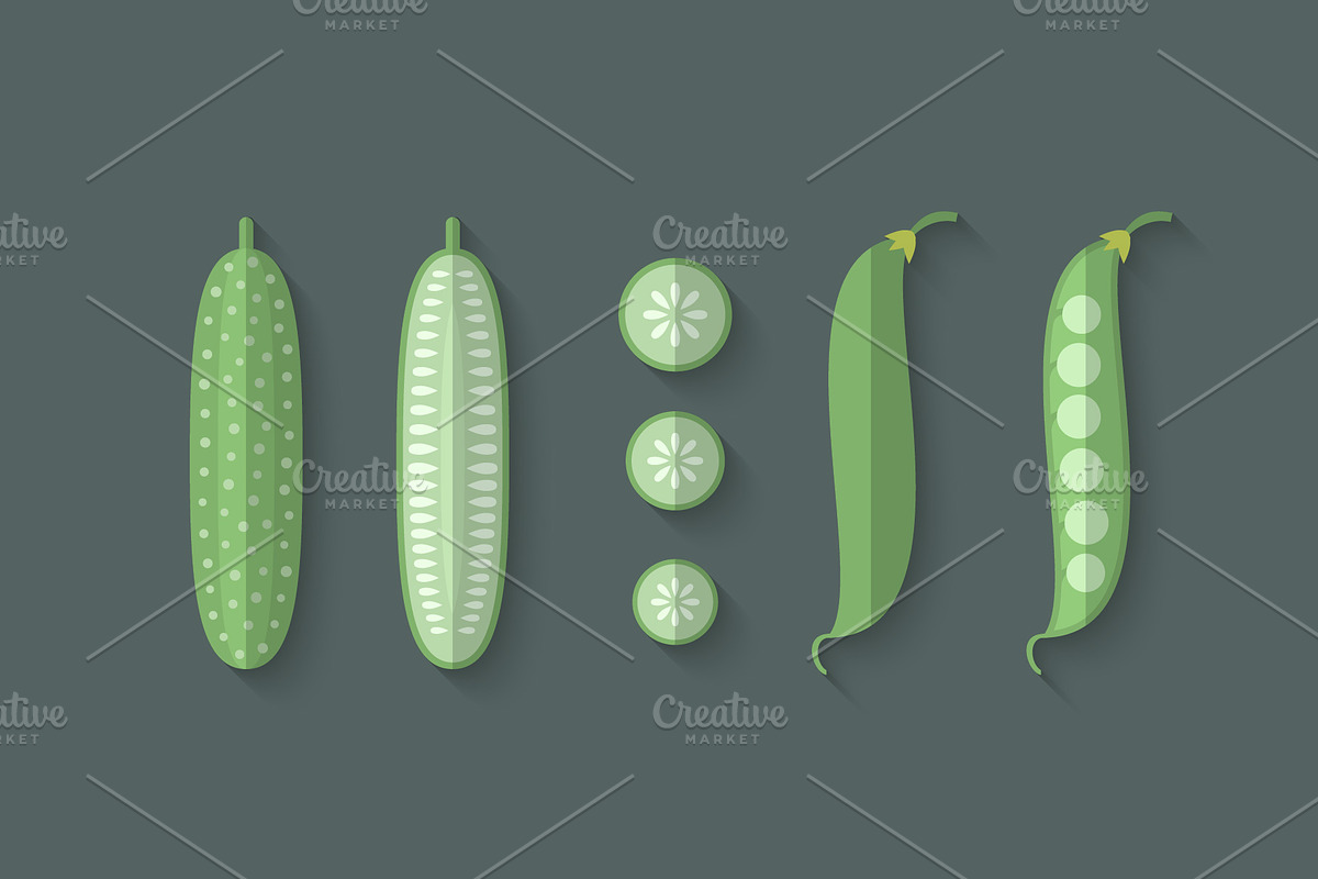 Flat Vegetables Set, an Illustration by Alex Serada (Photo 17 of 17)
