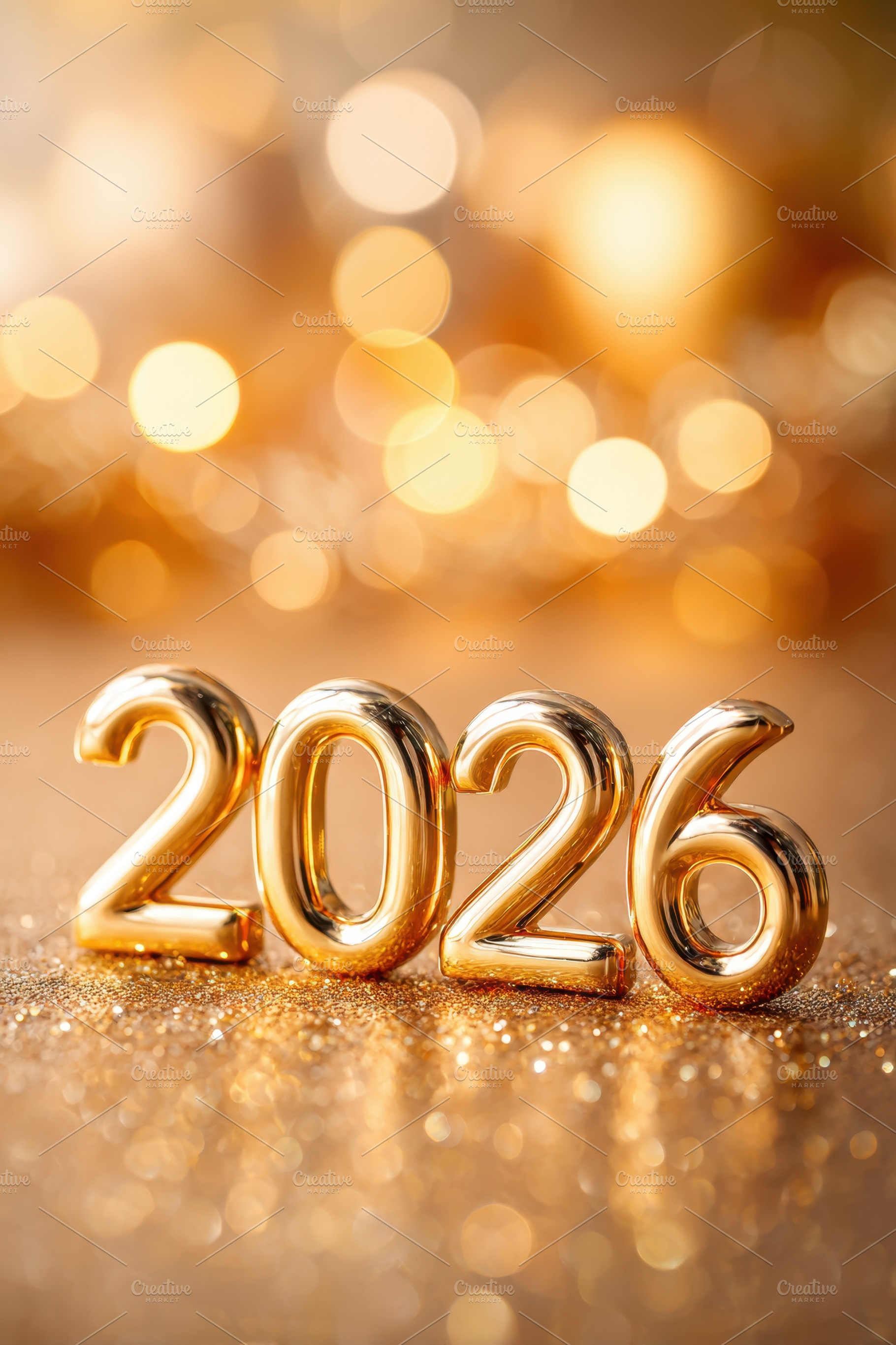 Golden numbers 2026 on sparkling background, a Holiday Photo by AlyaAnd
