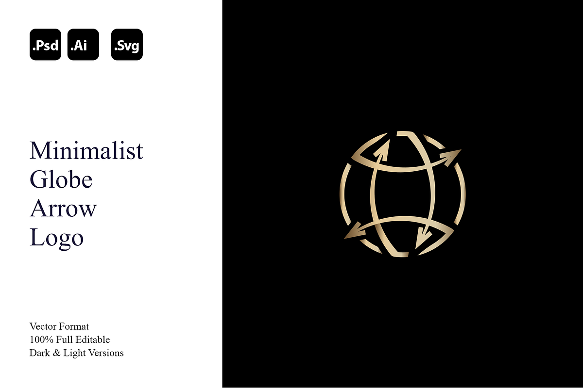 Minimalist Globe Arrow Logo, a Branding & Logo Template by Luxury Logos (Photo 1 of 4)