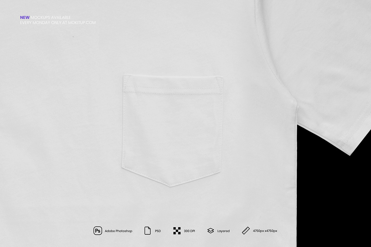 MOKITUP: Pocket T-Shirt 002 Mockup, a Hoody Mockup by MOKITUP (Photo 3 of 4)