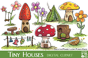 TINY HOUSES - Digital Clipart, an Illustration by Purple Frog (Thumbnail 1 of 2)