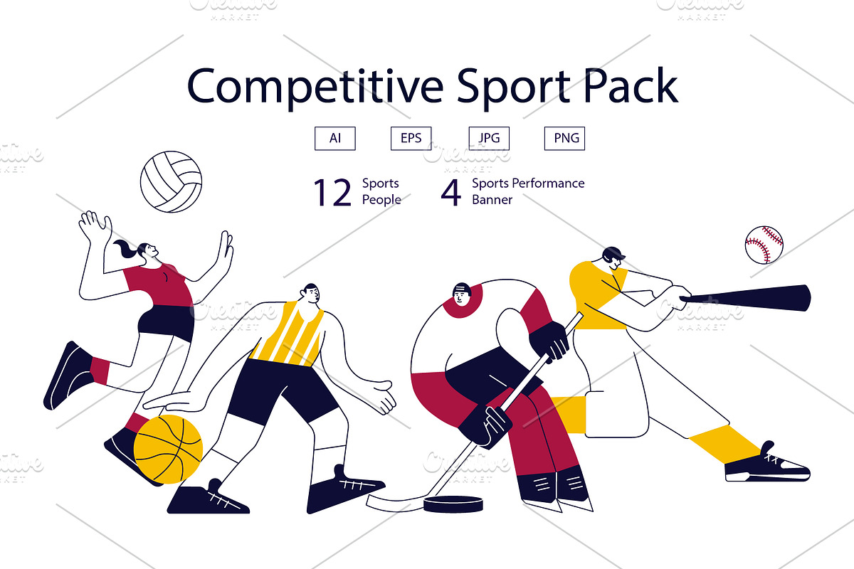 Competitive Sport Players Pack, an Illustration by Lucky Shop (Photo 1 of 12)