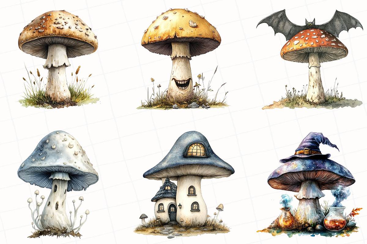 Halloween Mushroom Clipart, an Illustration by OK Design (Photo 4 of 5)