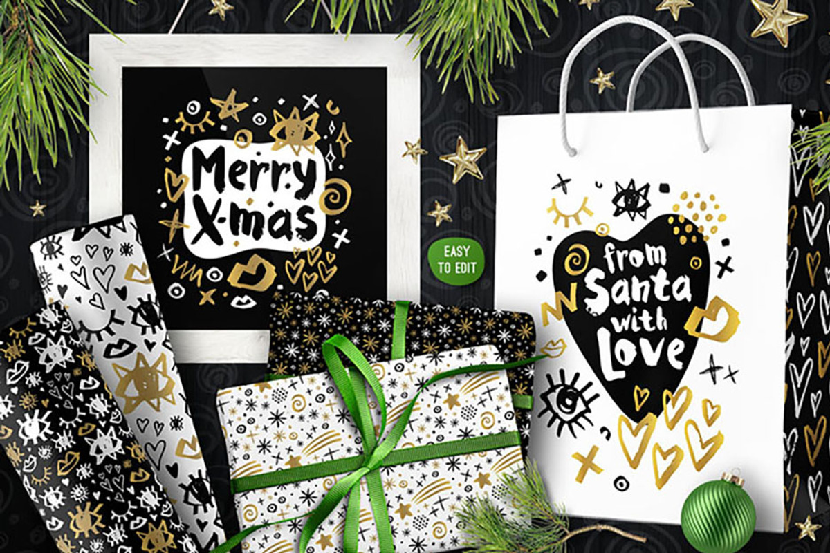Gold, Black, White, Christmas, an Object Graphic by Iraida_Bearlala (Photo 5 of 10)