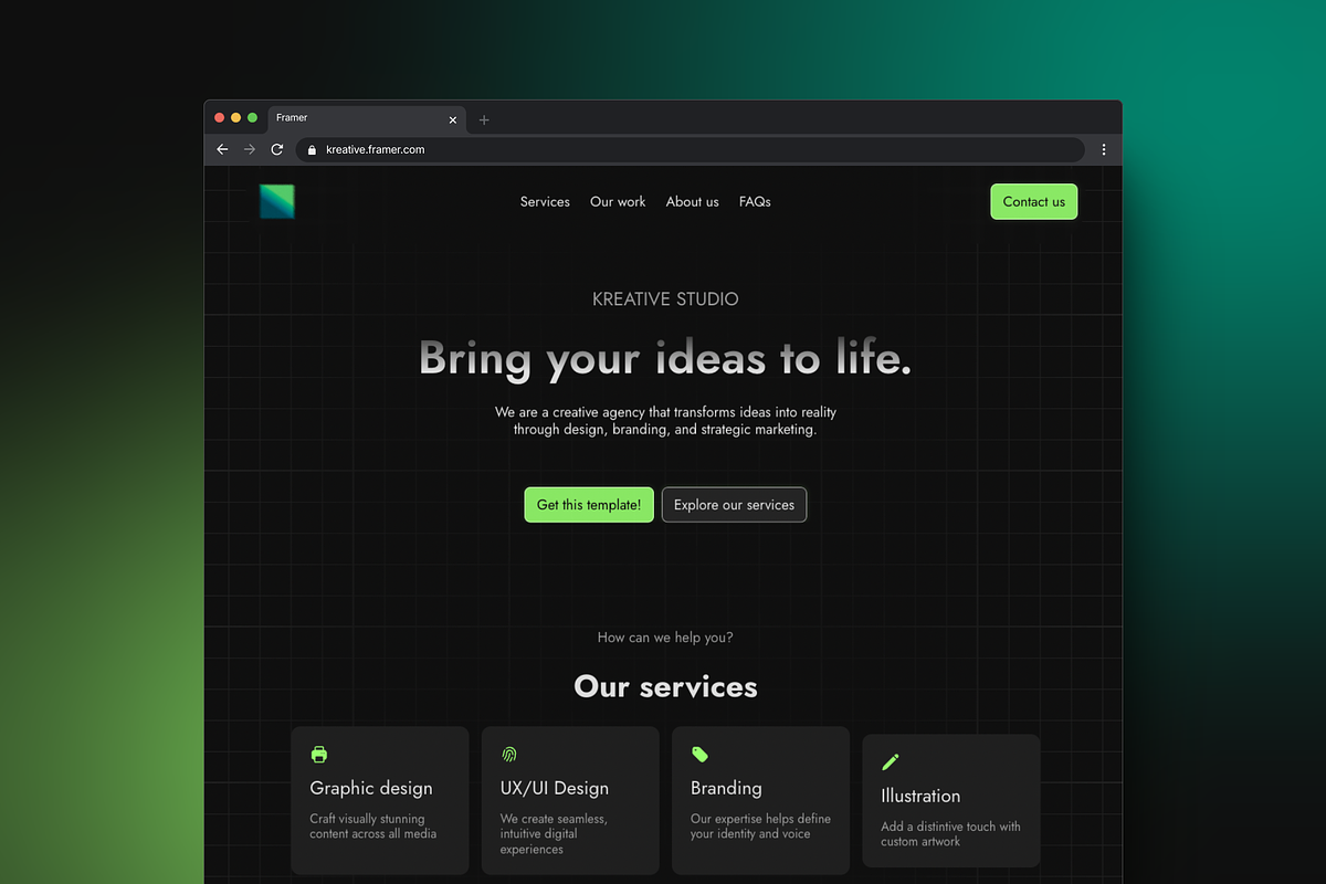 Kreative - Framer Website Template, a Templates & Theme by SpaceShop (Photo 1 of 4)
