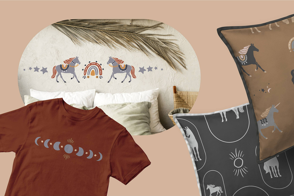Boho Christmas horses and unicorns, an Object Graphic by yttadesign (Photo 7 of 15)