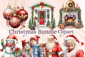 Watercolor Christmas Bundle Clipart