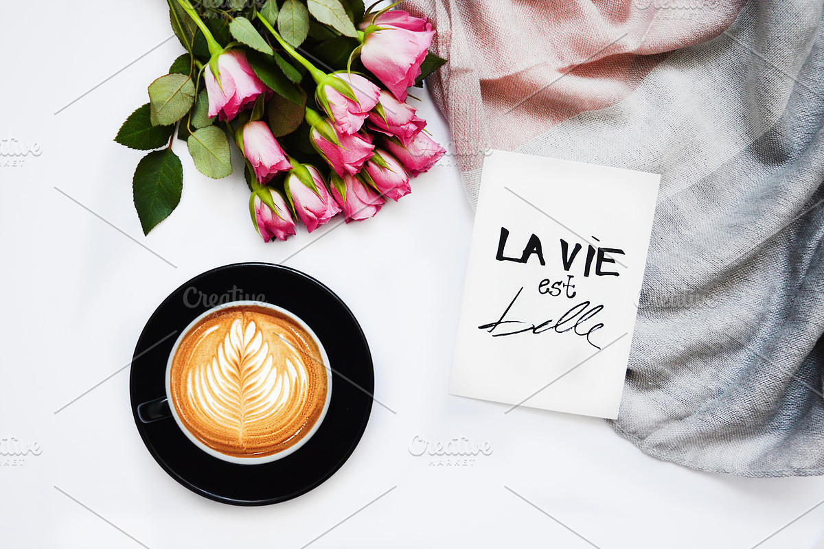 Scarf&Postcard Styled Photo, a Social Media Template by FlatlayforBiz
