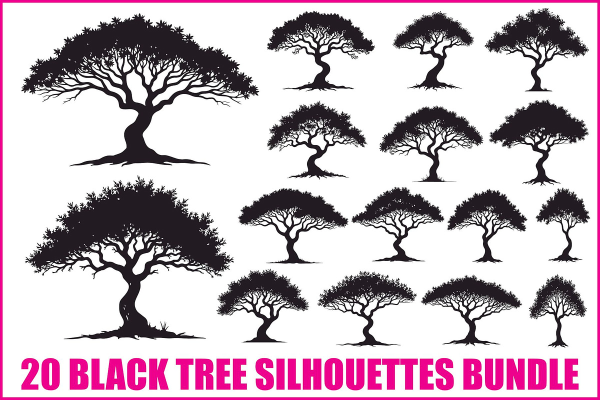 20 Black Tree Silhouettes Bundle, an Illustration by Gaye Art (Photo 1 of 21)