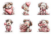 Whimsical Valentine Dogs Clipart, an Illustration by GatewayDesign (Thumbnail 2 of 3)