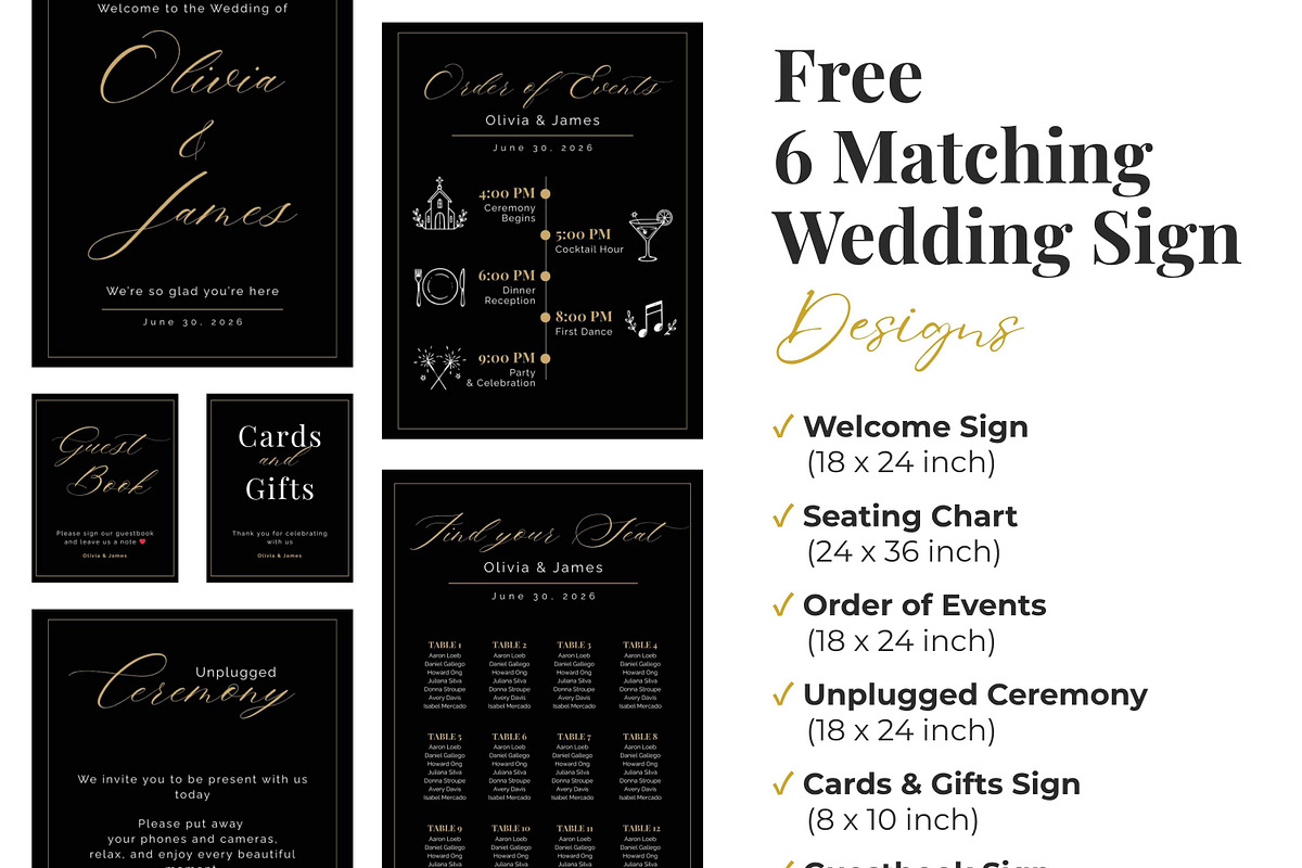 Black Gold Wedding Website Template, a Landing Page Template by Everyday Perfection (Photo 7 of 10)