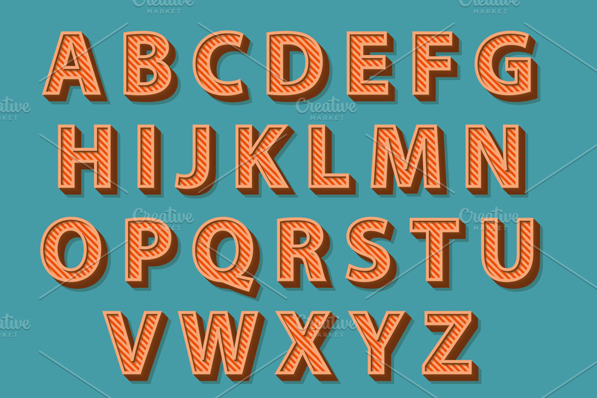 Retro style alphabet, an Education Illustration by sibgat (Photo 2 of 3)