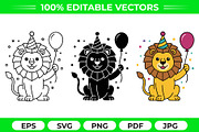 Party Lion Vector Trio Pack, an Object Graphic by Artonix (Thumbnail 1 of 3)