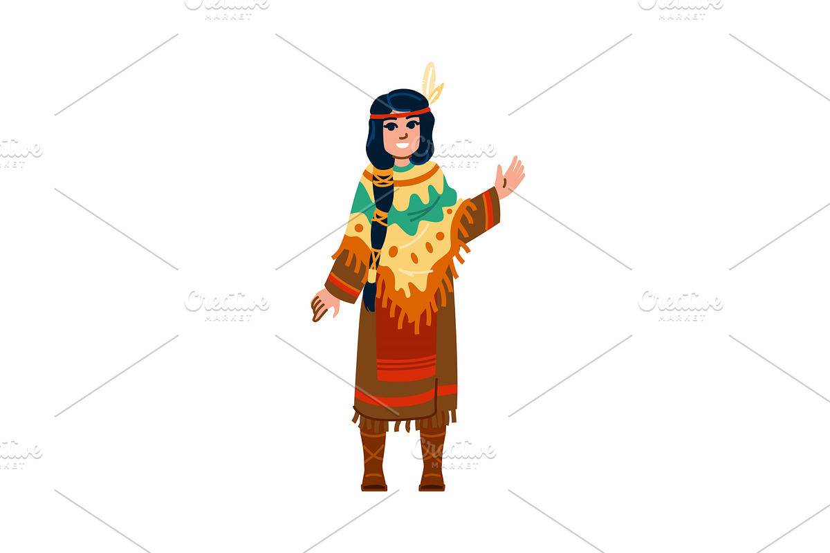 Smiling indigenous woman wearing, an Object Illustration by pikepicture