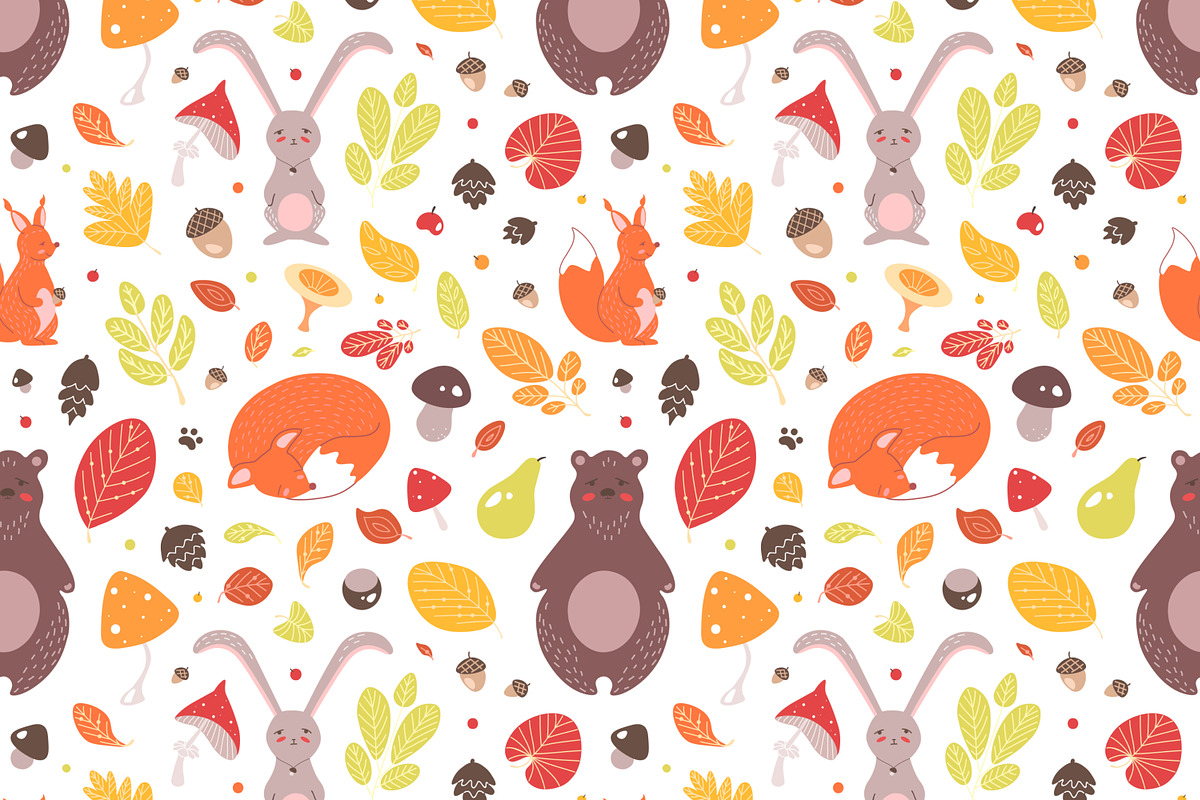 Autumn bundle, patterns, posters, an Animal Illustration by Good Studio (Photo 4 of 15)