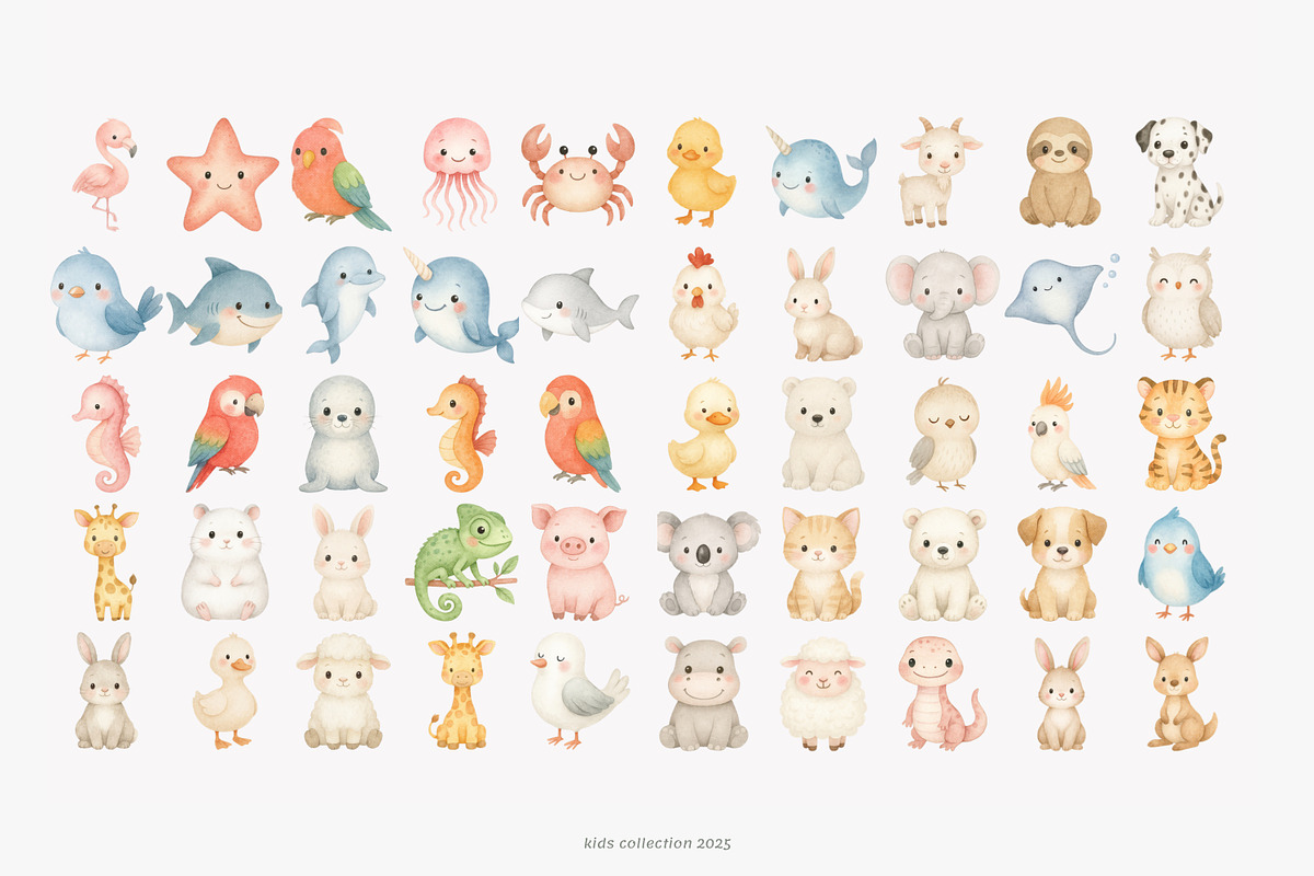 baby animals clipart set, an Animal Illustration by Pink Studio Art (Photo 10 of 10)