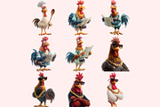 Rooster PNG Clipart Bundle, a Graphic by M9 Design (Thumbnail 3 of 9)