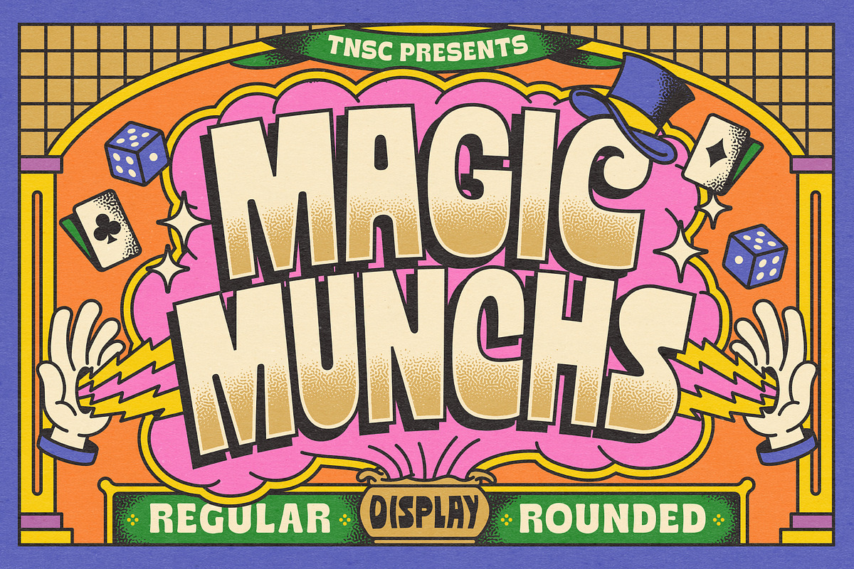 Magic Munchs - Psychedelic Font, a Sans Serif Font by The Native Saint Club (Photo 1 of 12)