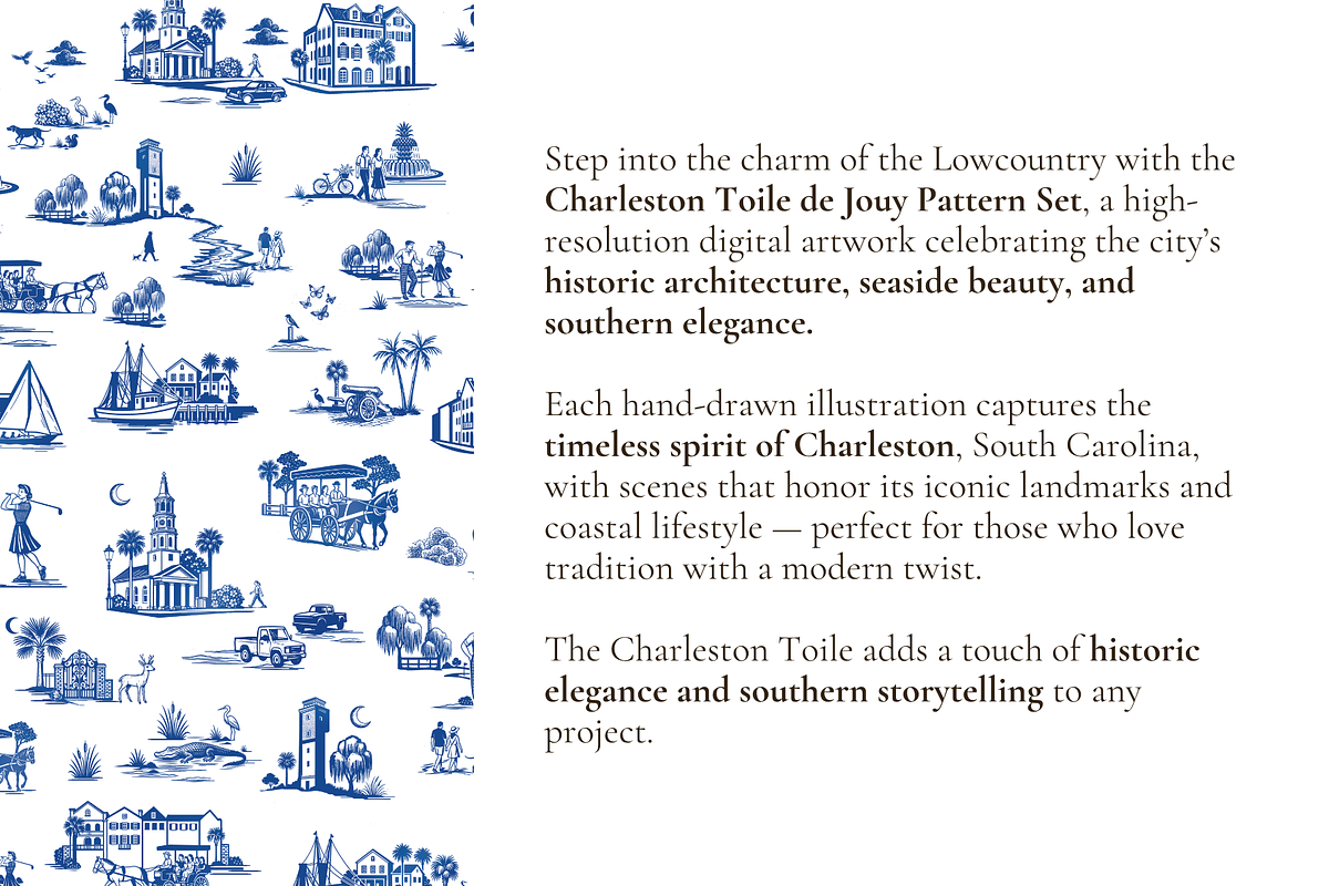 Charleston, SC Toile de Jouy Pattern, a Pattern Graphic by Hughes Studio (Photo 3 of 8)