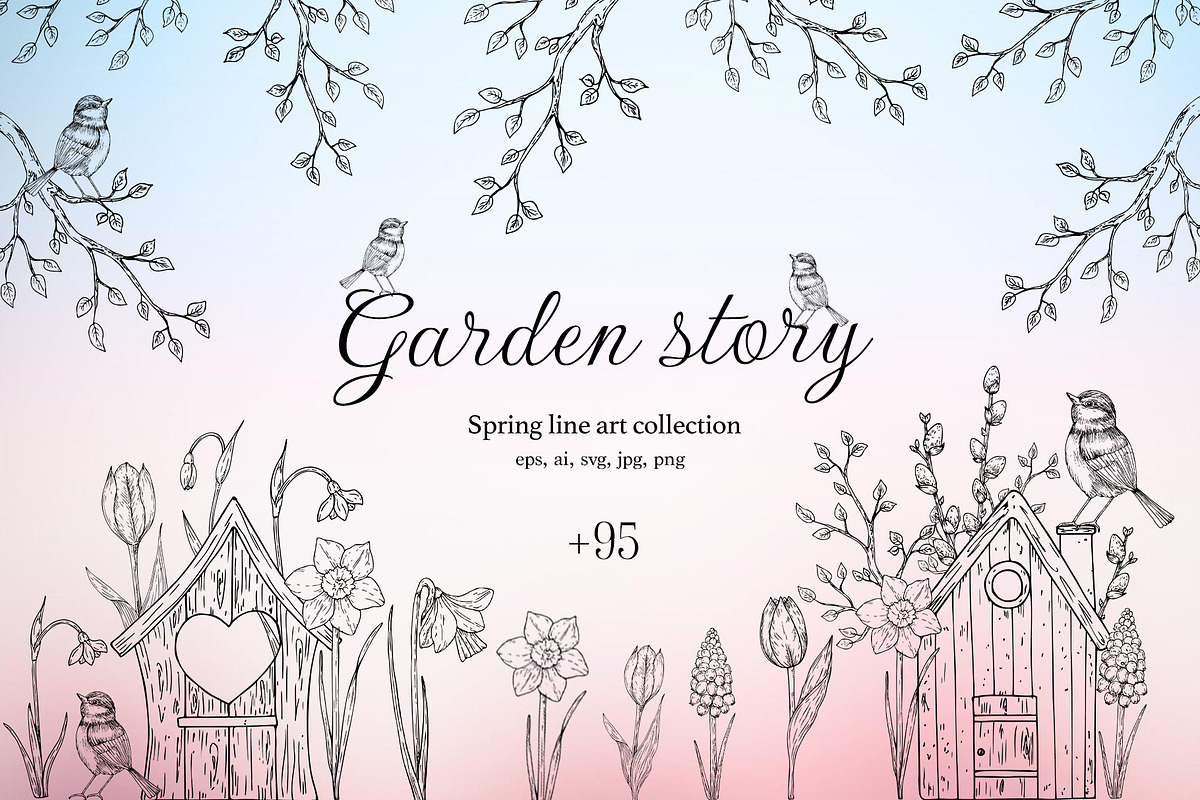 Garden story - Spring line art, an Illustration by Navenzeles (Photo 1 of 14)