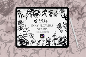 Inky Flowers Doodle Stamps Procreate