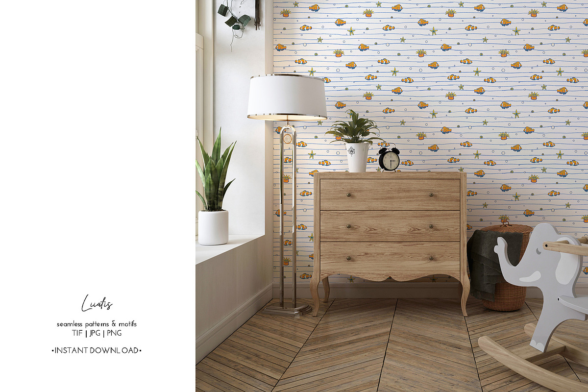 OCEAN Patterns & Clipart, a Decorative Illustration by Liiafis (Photo 13 of 15)