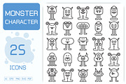Cute Monster Character Icons, an Outline Icon by Designfour (Thumbnail 1 of 7)