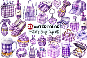 Purple Gingham Father's Day Clipart, an Illustration by Rose Art