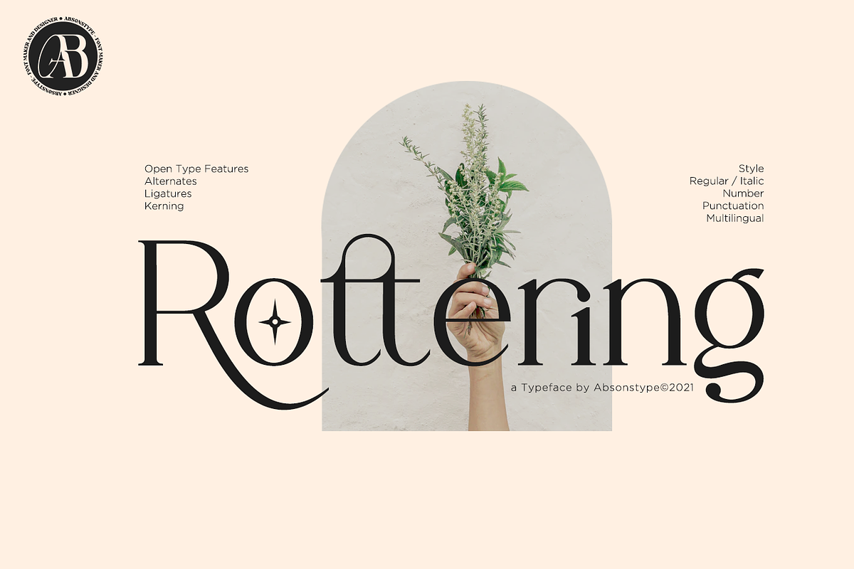 Rottering - Modern Serif Typeface, a Serif Font by Absonstype (Photo 1 of 12)