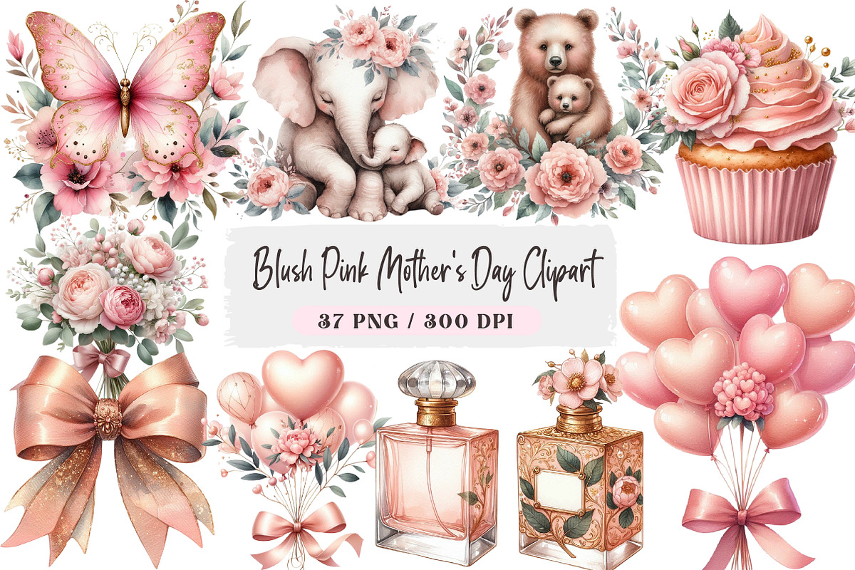 Blush Pink Mother's Day Clipart, an Illustration by DreamArtGraphic (Photo 1 of 4)