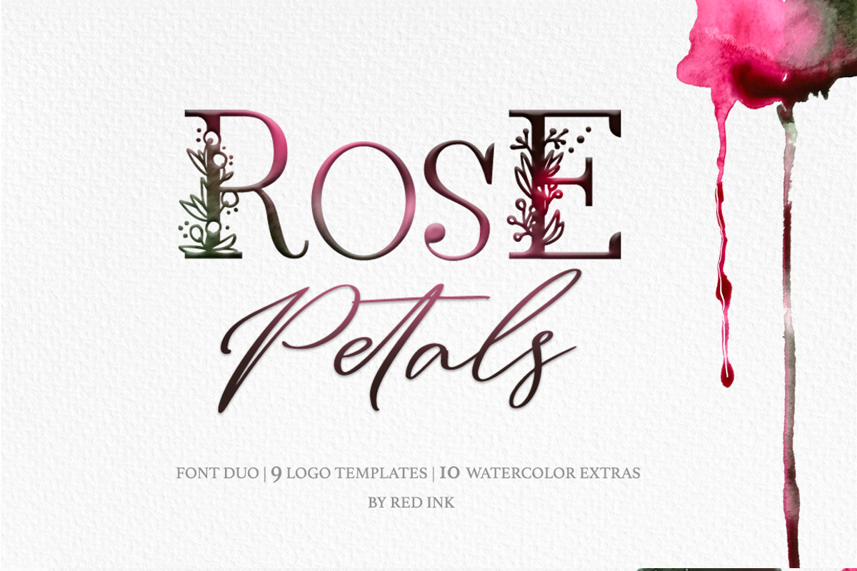 Rose Petals. Font duo + Bonuses., a Script Font by Red Ink (Photo 1 of 13)