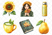 Yellow & Green Autumn Clipart, an Illustration by Dream Creation (Thumbnail 5 of 6)