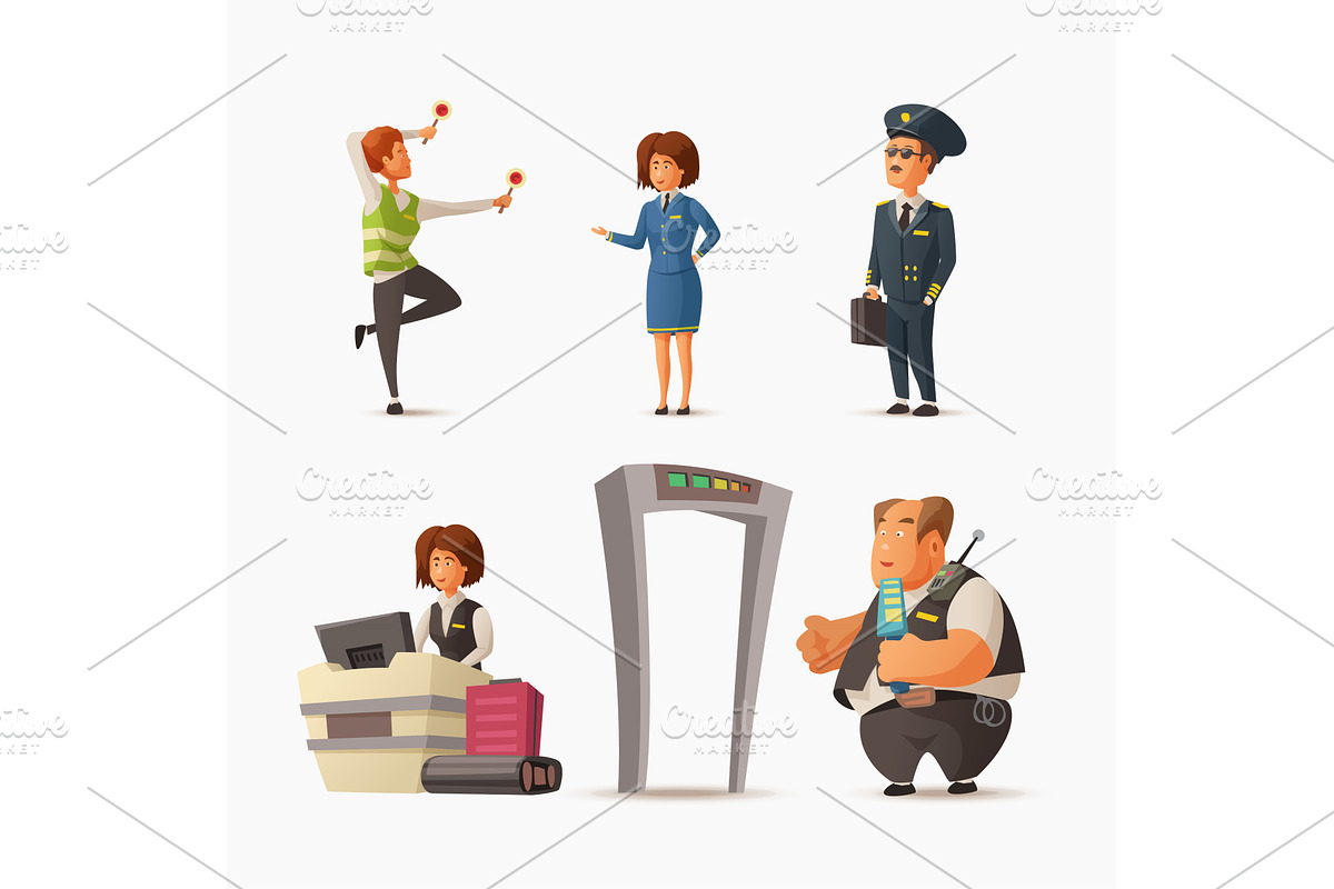 an airport workers cartoon design in, a Transportation Illustration by IfH