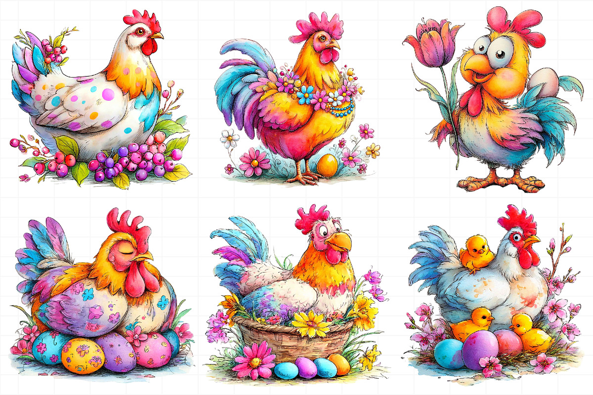 Floral Chicken Easter Hen Clipart, an Illustration by Daily.Designs (Photo 6 of 8)