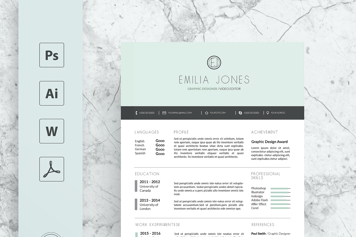 Pastel Blue Resume Template, a Resume Template by MH Design Template (Photo 2 of 4)