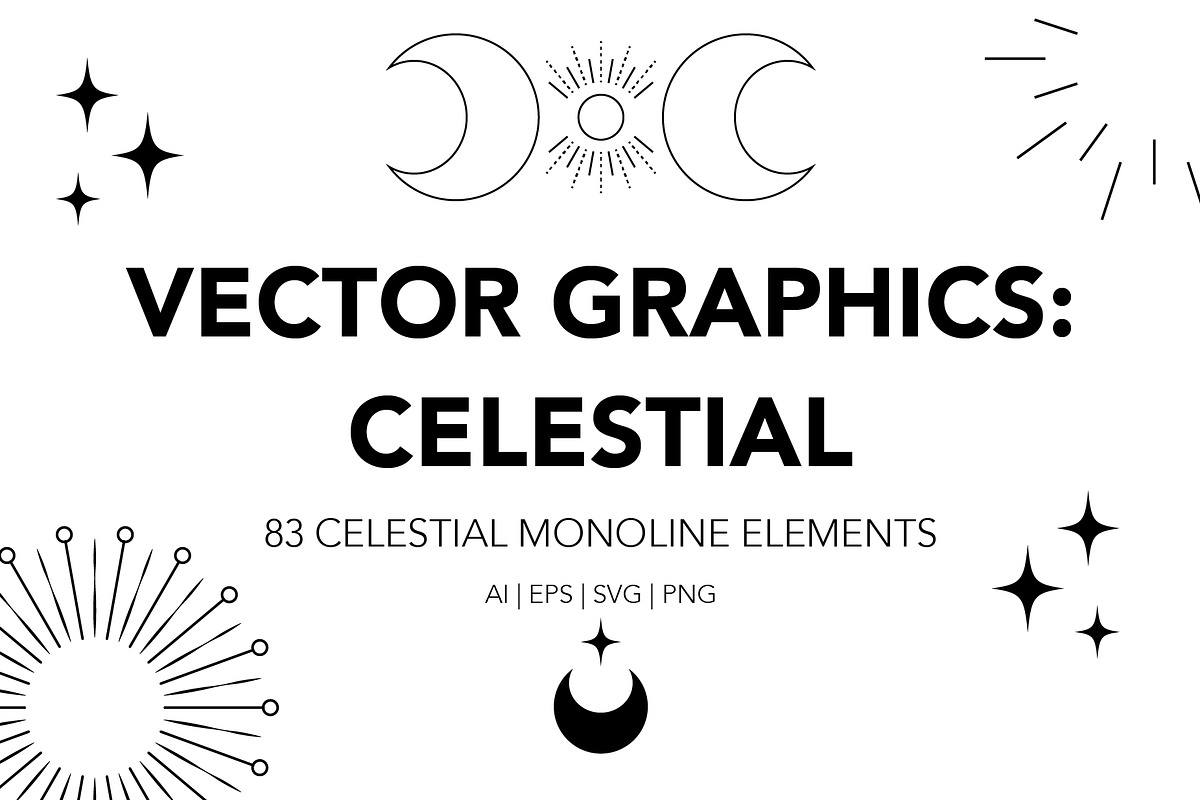 Celestial Monoline Graphic Elements, an Object Graphic by WildGallant Graphics (Photo 1 of 3)